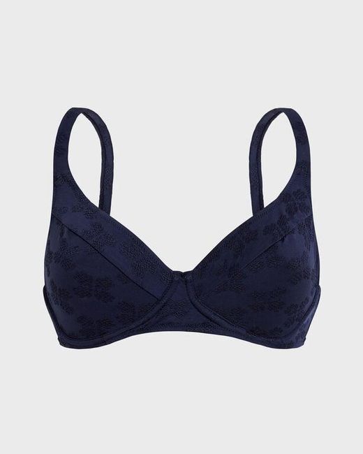 Vilebrequin Blue Underwire Bikini Top Turtle Monogram Jacquard