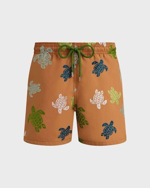 Vilebrequin Yellow Swim Shorts Embroidered Tortue Multicolore for men
