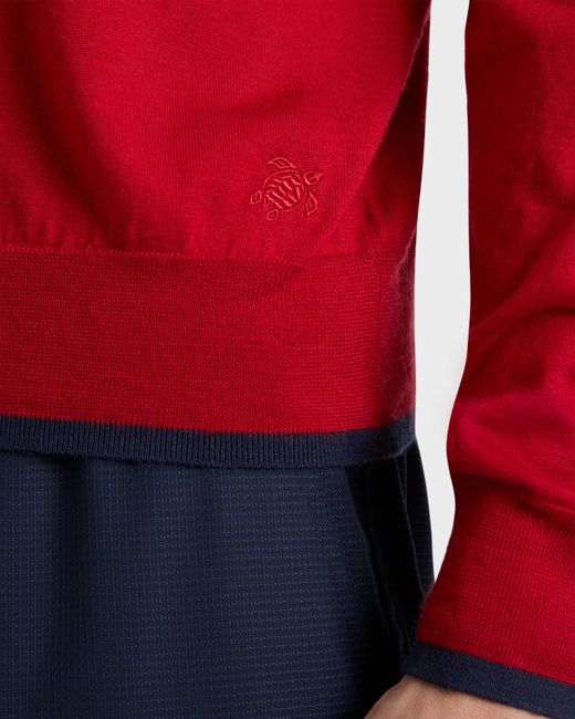 Vilebrequin Red Merino Wool Cashmere Silk Crewneck Sweater for men