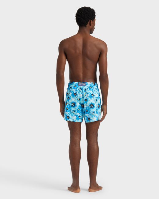 Vilebrequin Blue Stretch Short Swim Shorts Poppies And Geckos for men