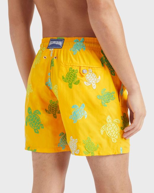 Vilebrequin Yellow Swim Shorts Embroidered Tortue Multicolore for men