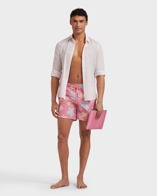 Vilebrequin Red Swim Shorts Tortues Multicolores for men