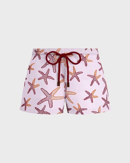 Vilebrequin Swim Shorts Embroidered Starlettes - Sho - Fiona - Pink - Size Xs