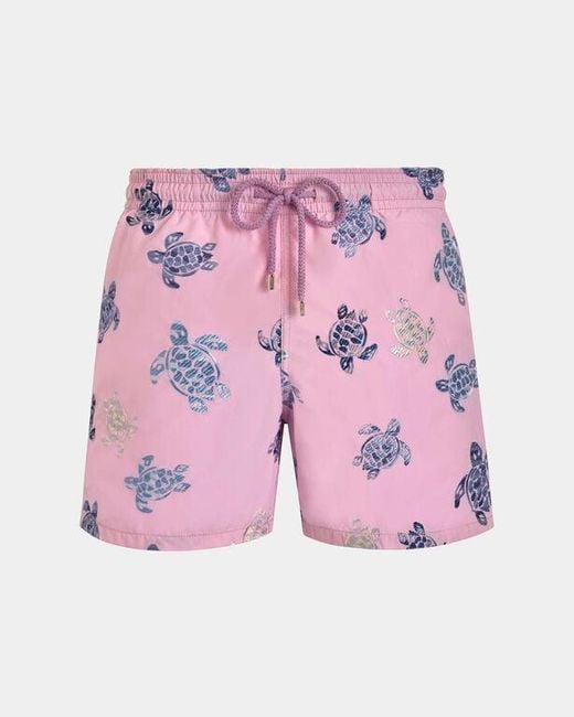 Vilebrequin Swim Shorts Embroidered Tortue Multicolore - Limited Edition - Mdb - Mistral - Pink - Size L for men