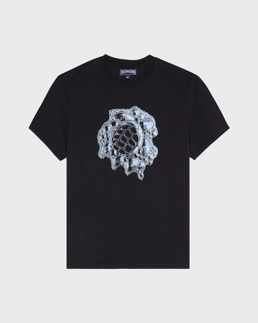 Vilebrequin Black Oversize Organic Cotton T-Shirt Bubble Turtle 3D for men