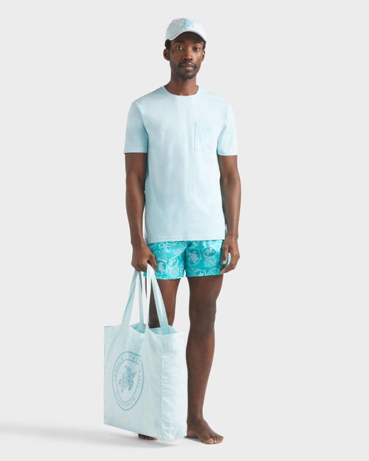 Vilebrequin Blue Solid Organic Cotton T-shirt Natural Colors for men