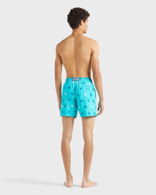 Vilebrequin Blue Swim Shorts Embroidered Micro Ronde Des Tortues Diagonale for men