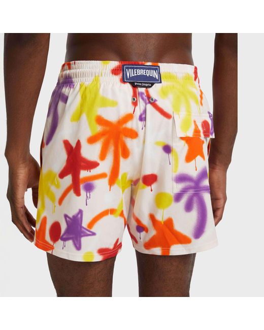 Vilebrequin Red Stretch Short Swim Shorts Spray Paint - Vbq X Palm Angels for men