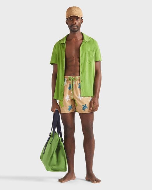 Vilebrequin Yellow Swim Shorts Embroidered Tortue Multicolore for men