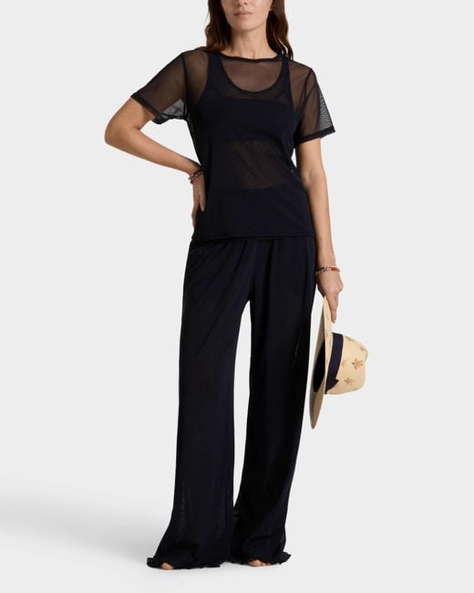 Vilebrequin Blue Tulle Wide-Leg Pants Solid