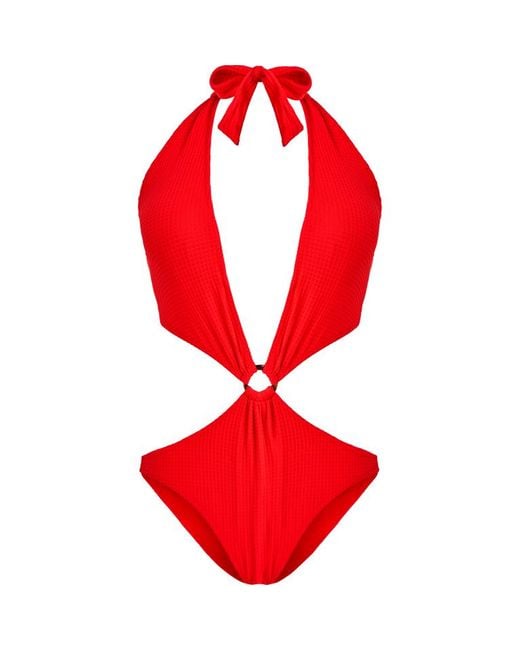 Costume Intero Trikini Donna Jacquard Vichy di Vilebrequin in Red