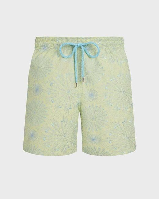 Vilebrequin Green Embroidered Swim Shorts Mosaic Urchin for men