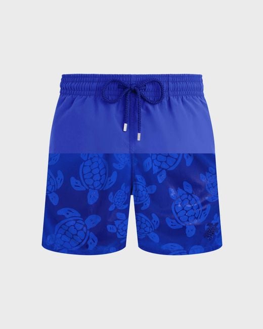 Vilebrequin Blue Swim Trunks Water-reactive Ronde Des Tortues Maxi for men
