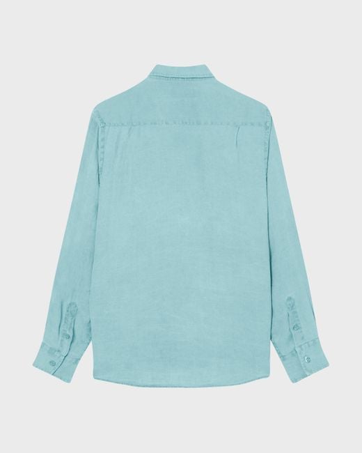 Vilebrequin Blue Linen Shirt Solid for men