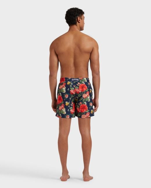 Vilebrequin Red Swim Shorts Flowers - Swimwear - Moorea - Blue - Size Xs for men