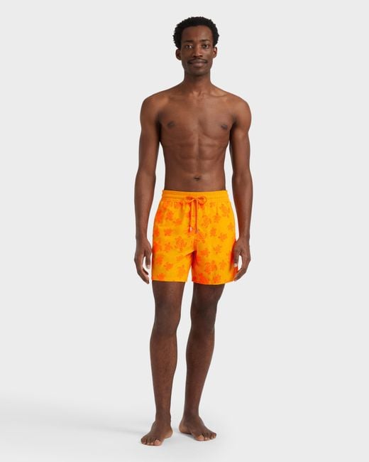 Vilebrequin Swim Shorts Flocked Rondes Des Tortues - Swimwear - Moorea - Orange - Size S for men