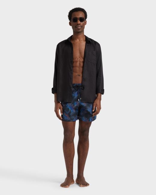 Vilebrequin Blue Silk Swim Shorts Kyoto - X Maison Bucol - Swimwear - Moopea - Black - Size S for men