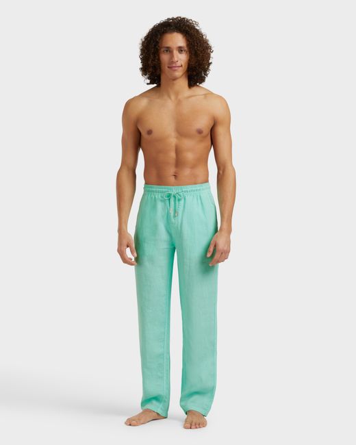 Vilebrequin Blue Linen Comfort Pants Solid for men