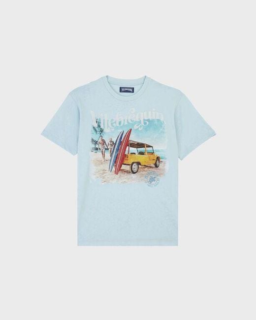 Vilebrequin Blue Cotton T-Shirt Surf And Mehari for men