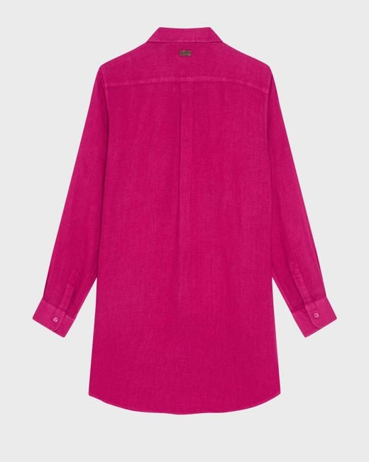 Vilebrequin Pink Linen Shirt Dress Solid