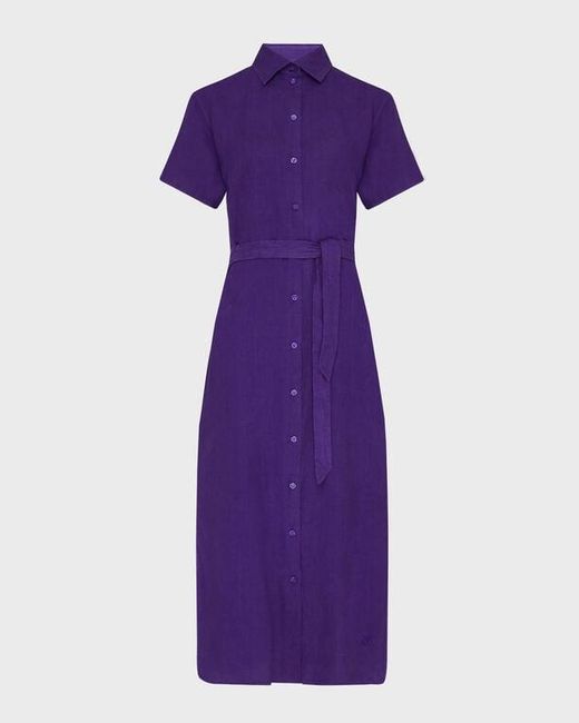 Vilebrequin Purple Linen Shirt Dress Solid