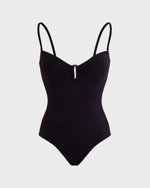 Vilebrequin Black Bandeau One-piece Swimsuit Solid