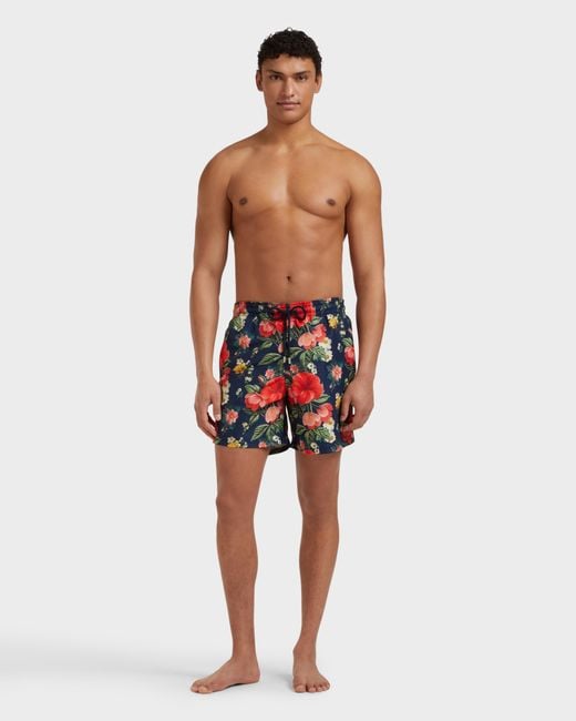 Vilebrequin Red Swim Shorts Flowers - Swimwear - Moorea - Blue - Size Xs for men