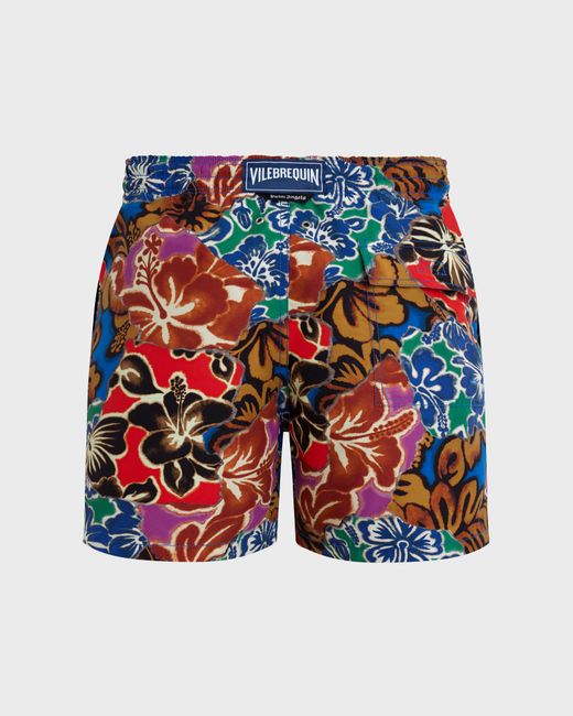 Vilebrequin Blue Swim Shorts Hawaiian Patchwork for men