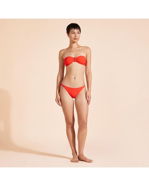 Vilebrequin Red Vichy Jacquard Bandeau-bikinioberteil Mit Ring Für Damen