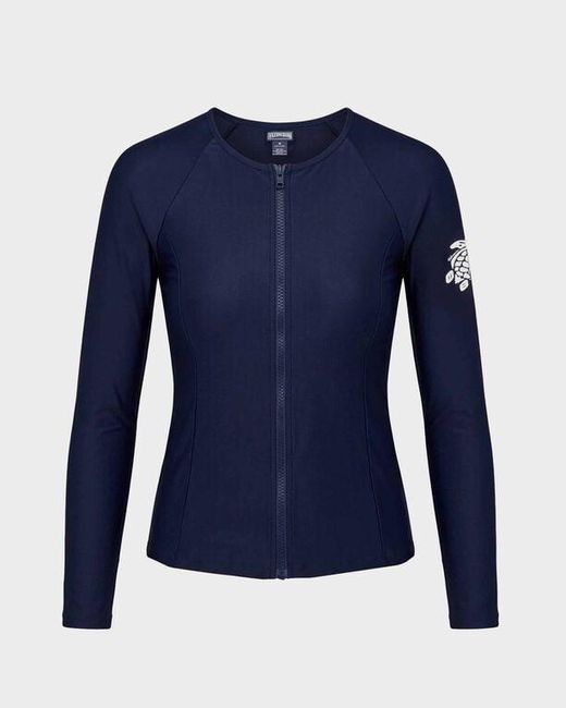 Vilebrequin Blue Long Sleeve Zipper Rashguard Solid