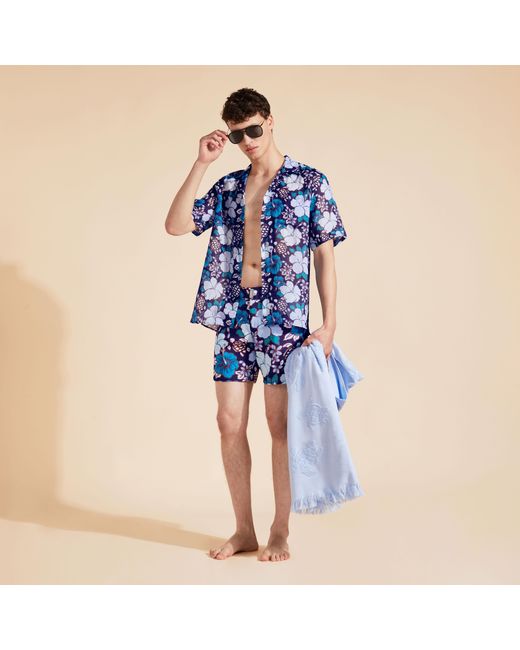 Vilebrequin Tropical Turtles Bowling-hemd Aus Ramie-stoff Für Herren in Blue für Herren