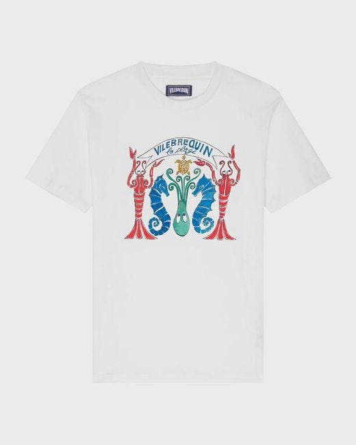 Vilebrequin White Cotton Light Jersey T-Shirt La Plage for men