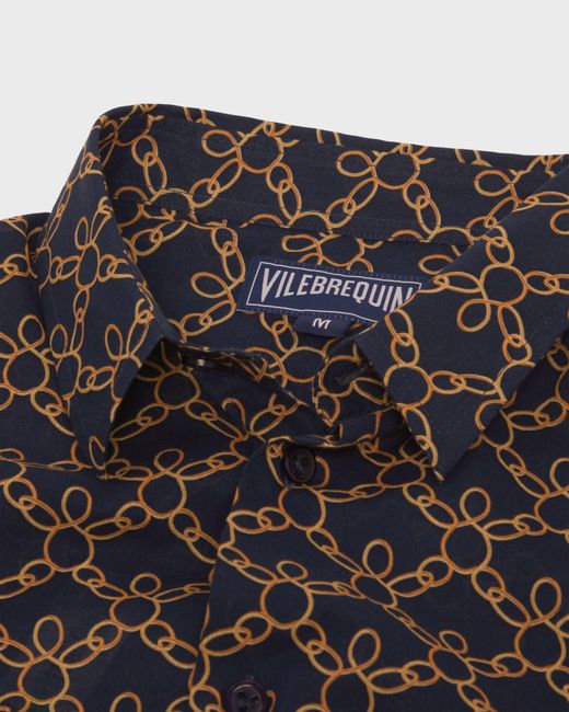 Vilebrequin Gray Cotton Voile Shirt Turtles Chain - Shirt - Caracal - Blue - Size Xl