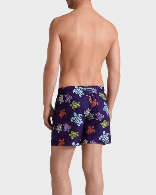 Vilebrequin Blue Micro-Perforated Ultra-Light And Packable Swim Shorts Tortues Multicolores for men