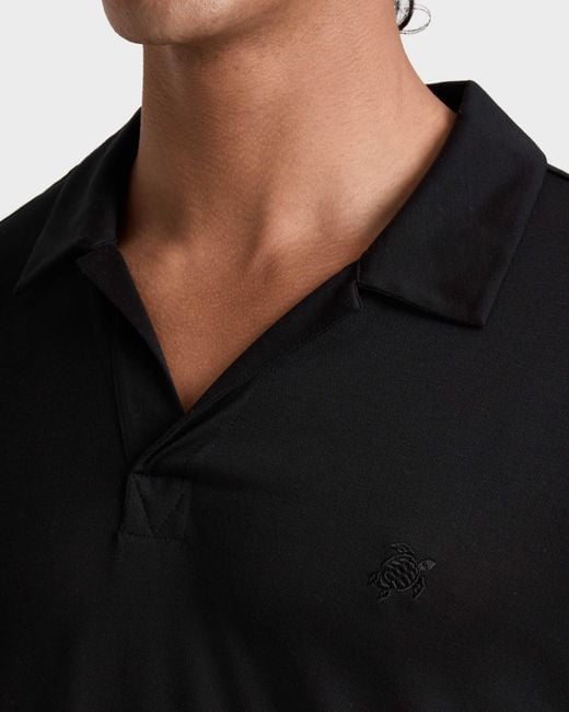 Vilebrequin Black Tencel Polo Shirt Solid for men
