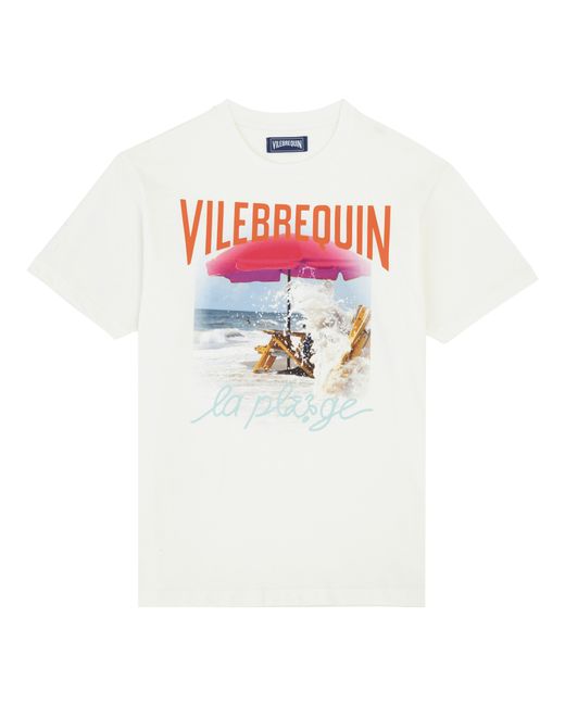 Vilebrequin White Cotton T-shirt Wave On Vbq Beach for men