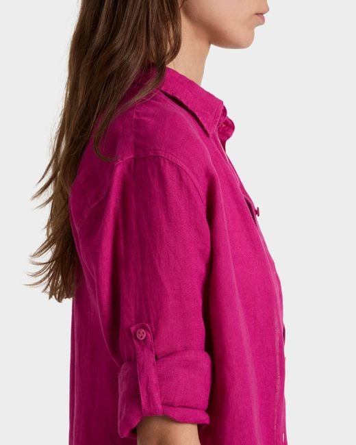 Vilebrequin Pink Linen Shirt Dress Solid