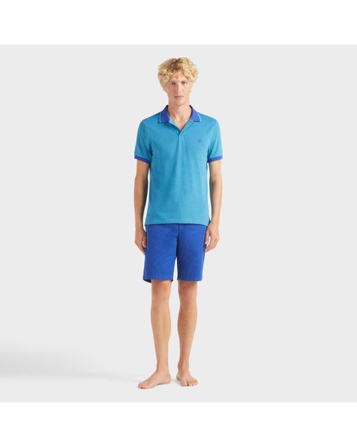Vilebrequin Solid Polohemd Aus Baumwolle Mit Changierendem Effekt Für Herren in Blue für Herren
