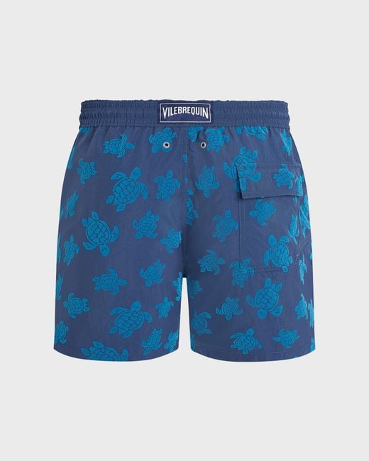 Vilebrequin Blue Swim Shorts Flocked Ronde Des Tortues for men