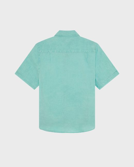 Vilebrequin Blue Mineral Dye Linen Bowling Shirt for men
