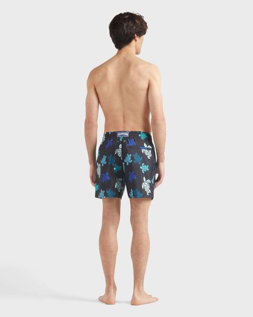 Vilebrequin Blue Ultra-light And Packable Swim Trunks Tortues Multicolores - Swimwear - Mahina - Black - Size S for men