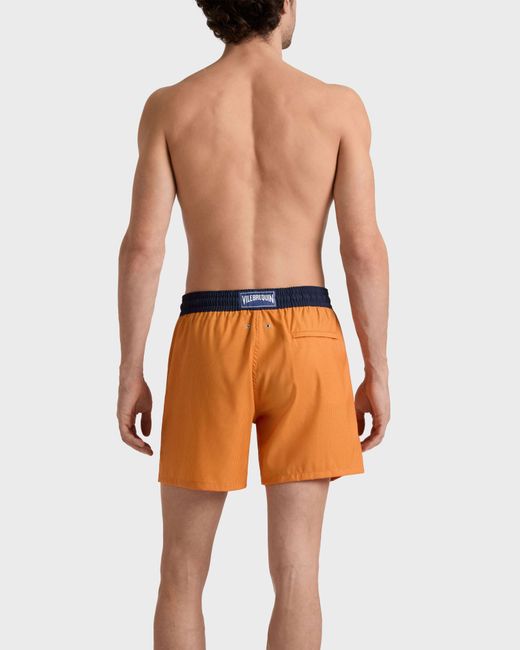 Vilebrequin Orange Ultrafine Wool Swim Shorts Micro Carreaux Tailoring for men