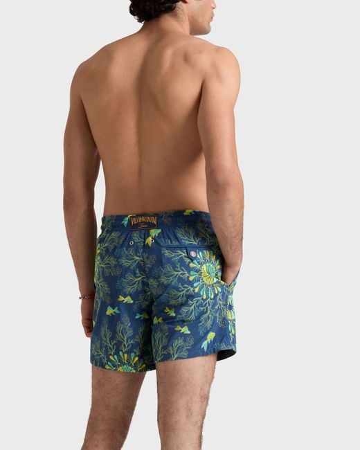 Vilebrequin Embroidered Swim Trunks Coral Mandala - Limited Edition - Swimwear - Mistral - Blue - Size Xl for men