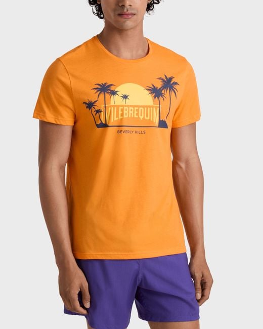 Vilebrequin Orange Organic Cotton T-Shirt City for men