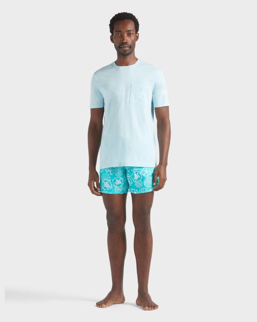 Vilebrequin Blue Solid Organic Cotton T-shirt Natural Colors for men