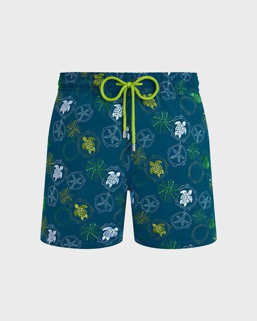 Vilebrequin Blue Swim Shorts Embroidered Oursins for men