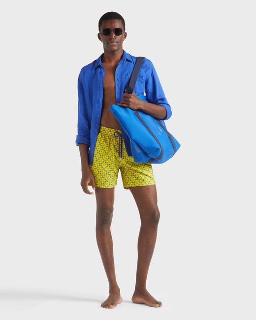 Vilebrequin Yellow Swim Shorts Embroidered Homard Pixel for men