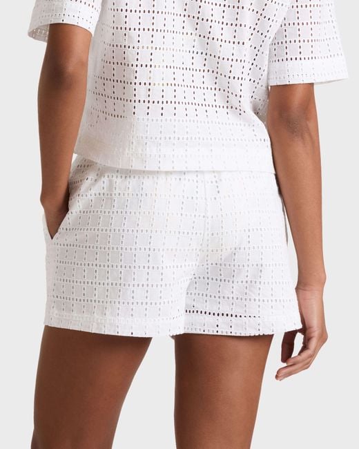 Vilebrequin Geometric Broderie Anglaise Shorts - Shorty - Faiza - White - Size Xs