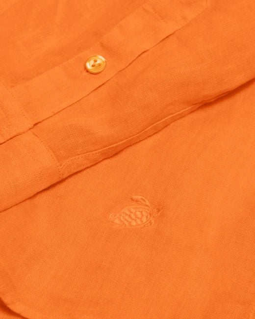 Vilebrequin Orange Linen Shirt Solid for men