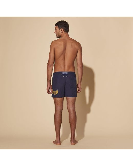 Vilebrequin Blue Placed Embroidery Swim Shorts The Year Of The Dragon for men